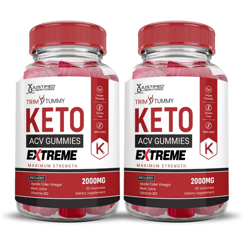 合理实验室 (2 Pack Trim Tummy Keto ACV Gummys Extreme 2000MG Tummy Keto Gummys 苹果苹果苹果醋 配有石榴甜甜甜甜甜甜甜 B12 Vegan Non GMO 120 Gummys)