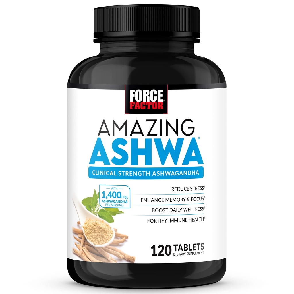 FORCE FACTOR 神奇 Ashwa,KSM-66 Ashwagandha 压力救济、焦点、记忆、免疫支持补充剂,配有维生素、矿物和抗氧化剂,妇女科蒂索尔补充剂,120片