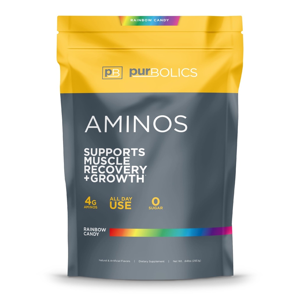 Purbolics 氨基酸 4g of Free-Form 氨基酸,Beta-Alanine, 0 Calories 和 60 services (Rainbow Candy)