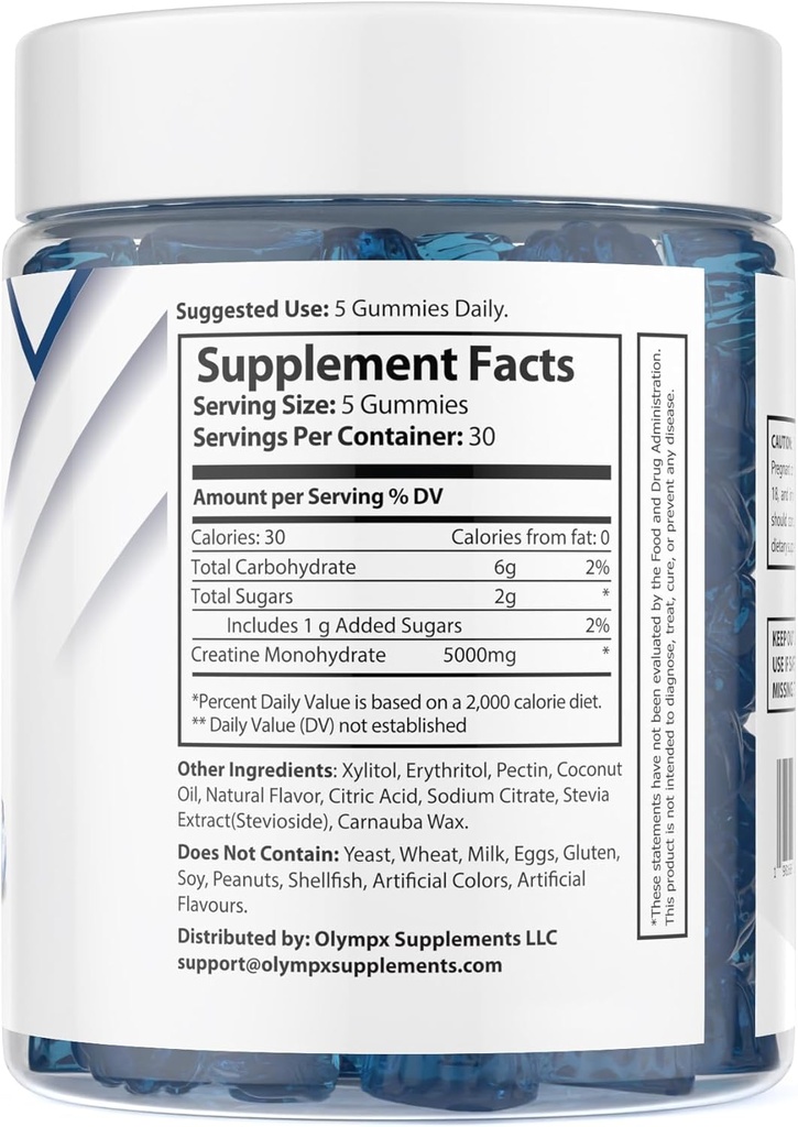 Creatine Monohydrate Gummys -- -- 30名服务员,每名服务员5克,蓝莓(150计)