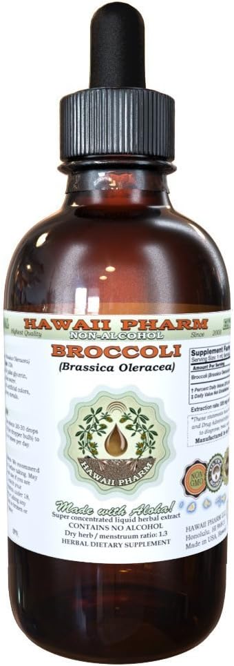 无酒精液体提取物,有机溴化物(Brassica Oleracea) 草本植物 Glycerite Hawaii Pharm 天然草药补充物 2 oz