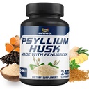 BMVINVOL Psyllium Husk Capsules Fiber 配有 Fenugreek, Turmeric, Ginger, Black Pepper - 支持消化系统,腹部健康 - 240个4个月供应量