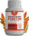 有机菲塞丁补充Capsules 400mg - 4X 强力-天然生物氟化物 类似阿皮根宁,奎尔西丁,卢特奥林 - 敏化活性剂可能支持脑健康, & 年龄防御