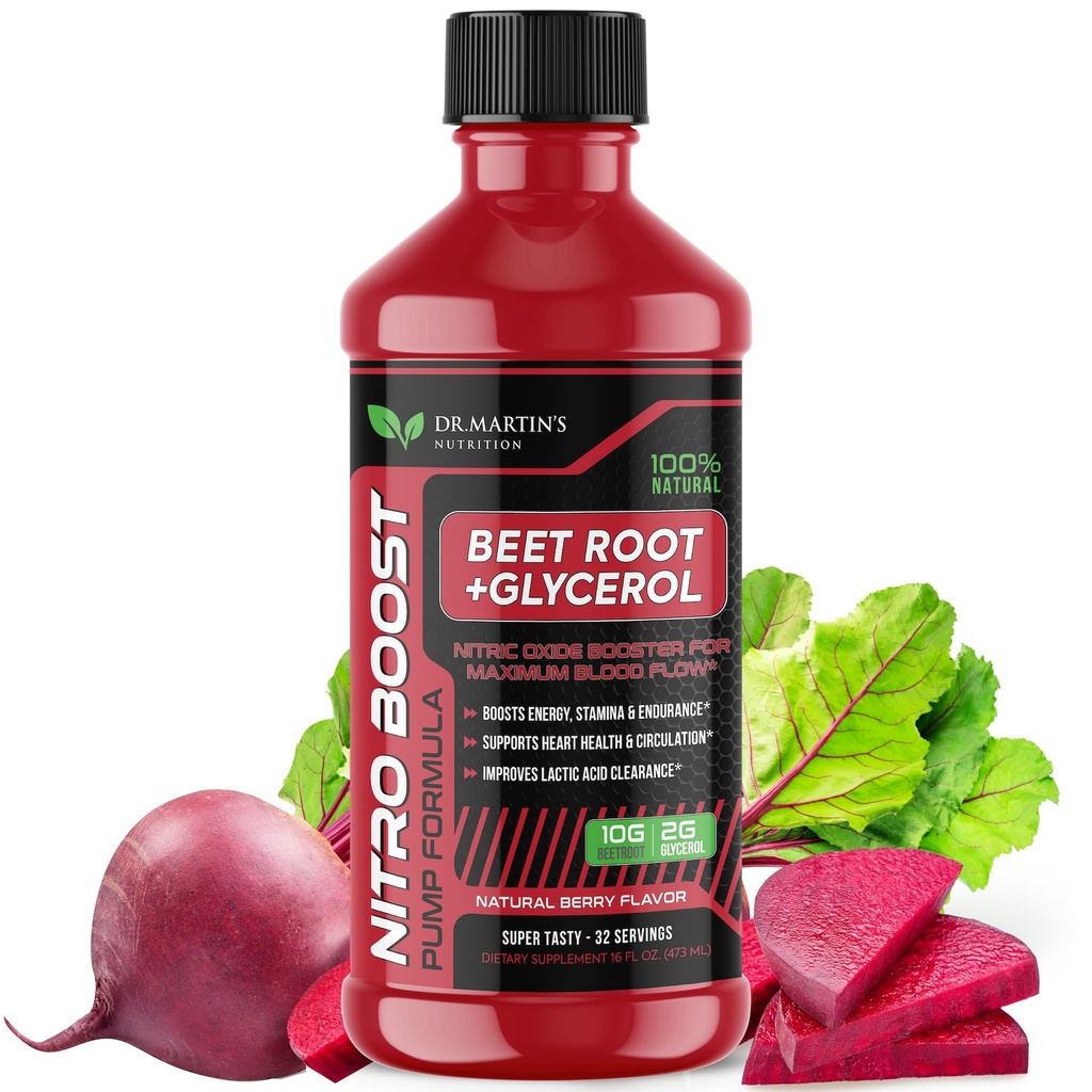 MARTIN's NUTRION NITROBEET 12,000mg Beet Root + Glycerol for blood flow, Pumps and Endurance + 支持心脏健康与流通 → 天然 Beetroot 补充 男女