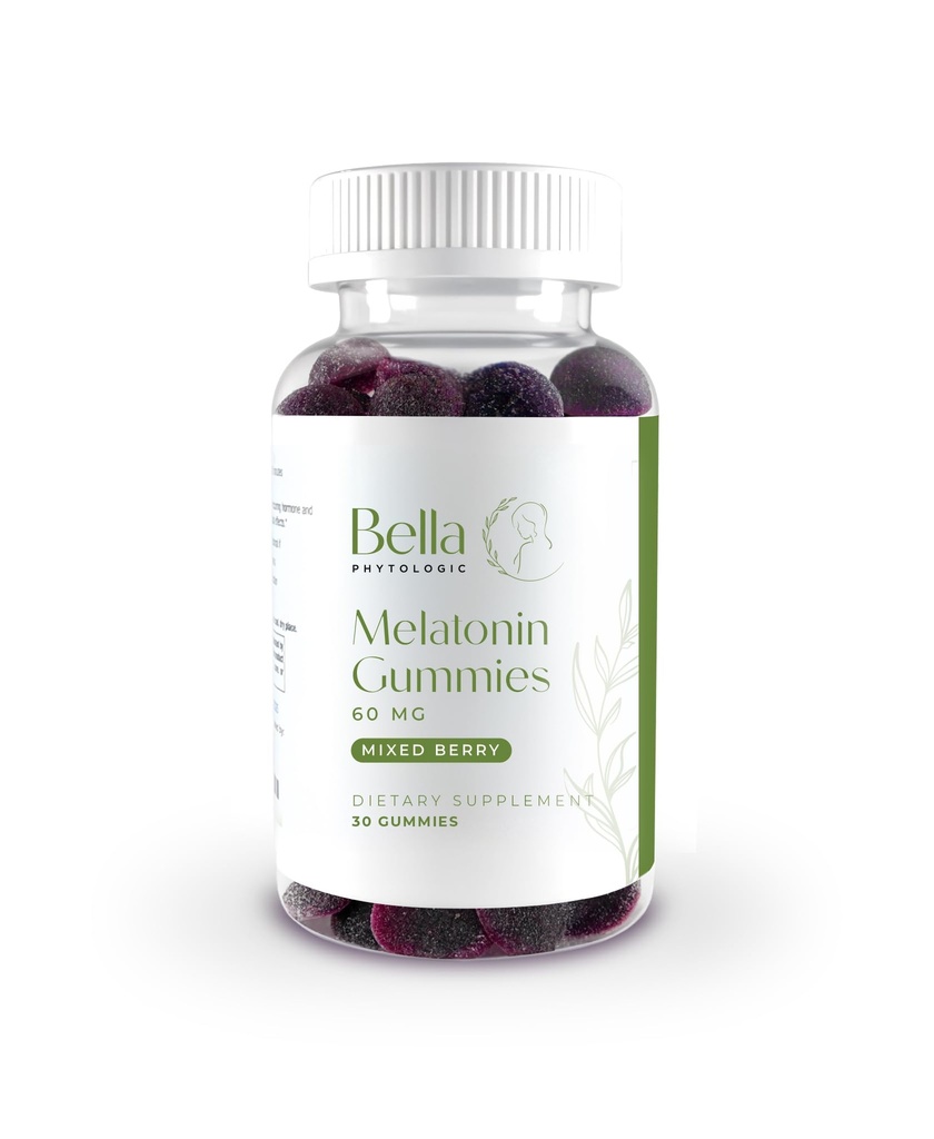 Bella High Dosage Melatonin Gummys – 60 mg Per service – 天然草莓, 老年莓和蓝莓火焰 – 强壮的超强高糖配方