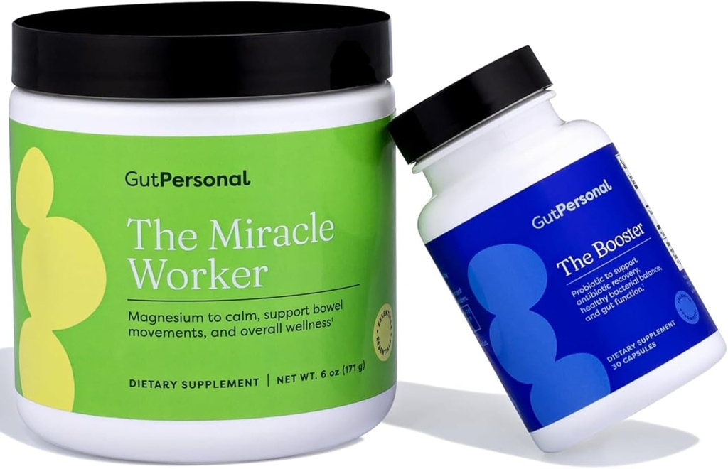 GutPersonal The Gut FixTM Bundle:奇迹工人镁粉补充剂,草莓火焰,30个服务 + 助推器目标Probiotic, Capsule, 60个服务