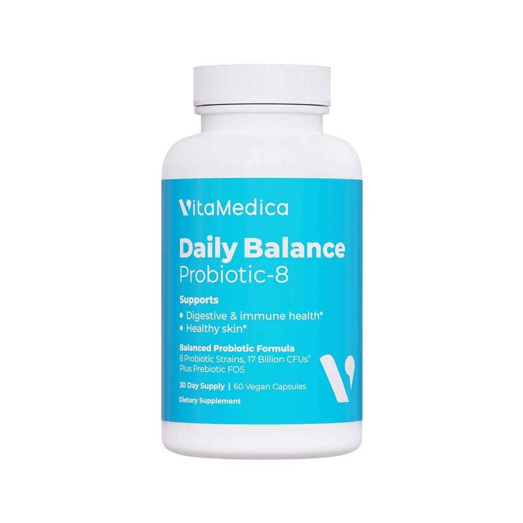维塔梅迪卡 每日平衡 Probiotic-8 Probiotic Supplement 16亿 CMUs Gut Health – 消化、皮肤、和免疫支持 – 便秘、腹泻、毒气和布洛廷救济 – 维加恩 – 60 计数