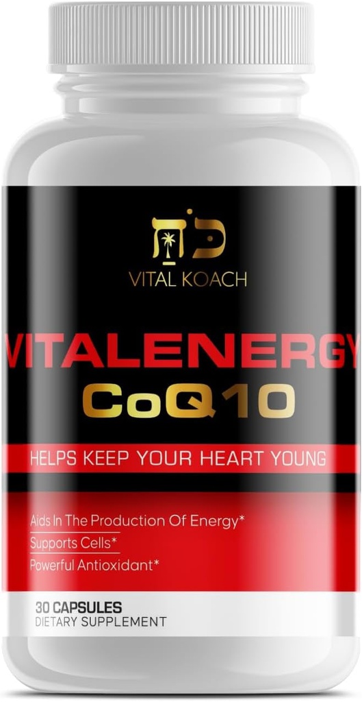 活性能CoQ10 Ubiquinone 200mg, 30 Capsules, 支持心血管健康, 细胞能量生产,以及抗氧化剂, 白色/红色/黑色