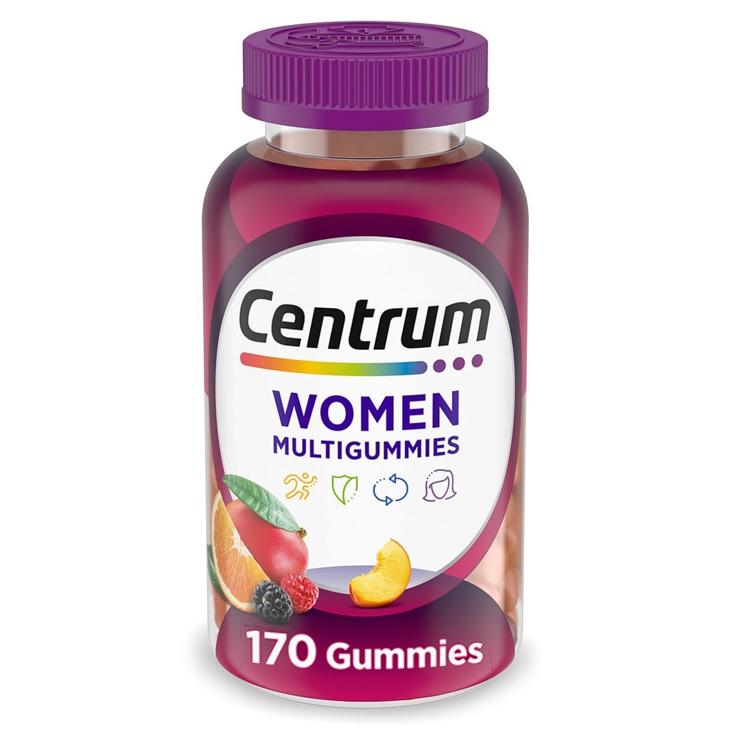 Centrum Multimies Gummy Multivitamin for Women, 含有维生素D3, B和抗氧化剂的多维他命/多维他命补充剂, 各类水果火焰 - 170个计数