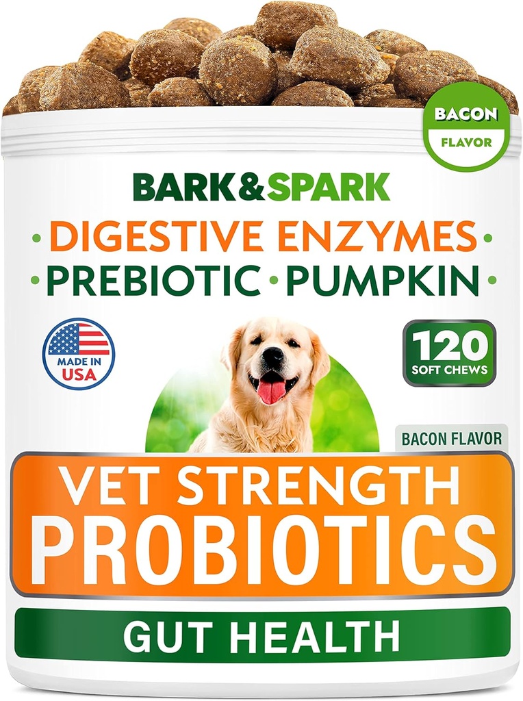 兽力狗 Probiotics Chews - 毒气,痢疾,过敏,便秘, Upset Stomach Relief, 配酶+南瓜+ Prebiotics - 化学纤维补充剂 - 100 Soft Chews - 烟鸭