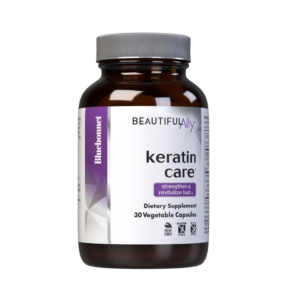 Bluebonnet 营养 美丽的Ally Keratin Care, Beauty 营养素, 最好的发型, 强化和复兴发型*, 非转基因生物, Gluten Free, Soy Free, Milk Free, 30种蔬菜卡普尔, 30种服务
