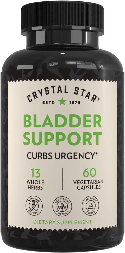 Crystal Star Bladder Support (60 Capsules) – 健康Bladder功能草药补充剂 - Cranberry, Dandelion & Fenugreek - 帮助过度活跃的Bladder和失禁 - 非GMO