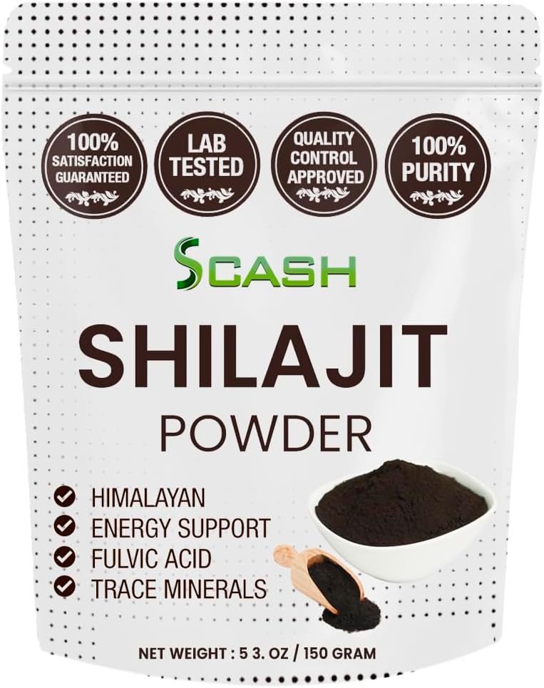 600 schash Shilajit 干提取补充粉剂, 5.3 Ounce /150g, Shilajit 纯喜马拉雅矿物与富尔维酸,富尔维矿物化合物能源补充剂