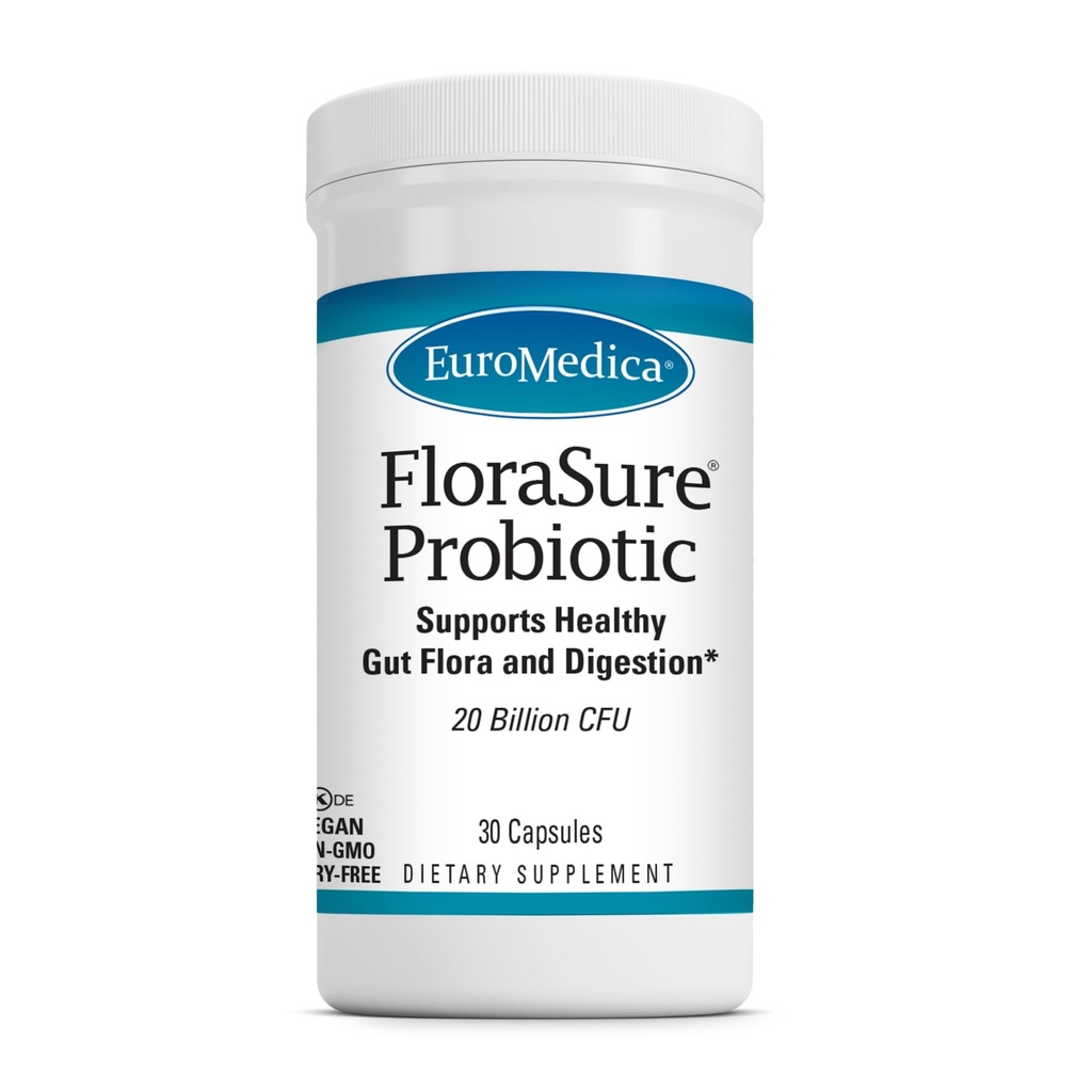 EuroMedica FloraSure Probiotic - 防止偶发性企业和支持性天然气救济援助的文摘补编 - 与Bifidobacterium Bifidum-30 Capsules 的Gut健康支助补编
