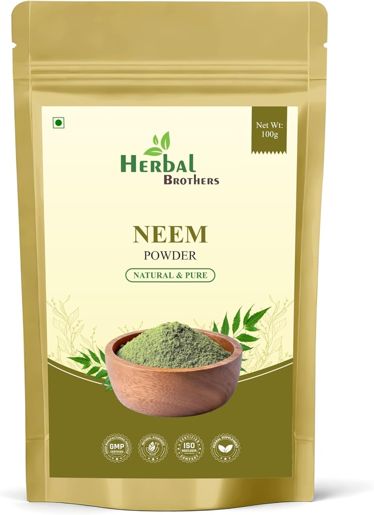 有机Neem粉纯和自然皮肤护理、发型护理和Detox Ayurvedic 草药补充100克,包装1