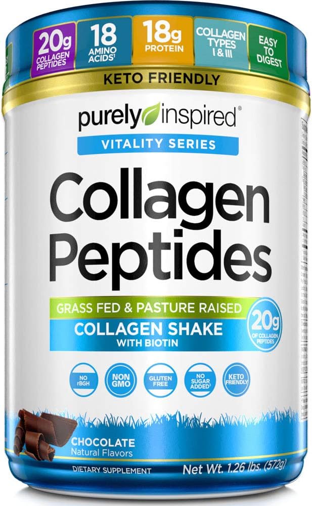 纯刺激Collagen Peptides Powder → Collagen 蛋白质补充剂,供有生物素的男女使用 → Keto 友好与非GMO →巧克力,1.26磅(23种服务)