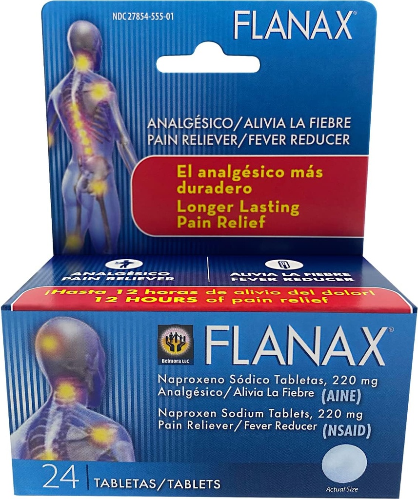 Flanax Pain Reliver 和 Fever 减速器 Naproxen Sodium 板块 — 220 Mg(24个计数)