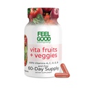 FeelGood Superfoods Vita Fruits and Veggies Capsules - 25 Superfood Ingredients, Fruit and Vegetable Multivitamin, 60 Count - for Men and Women - Vitamins A, C, D, E, B and Zinc