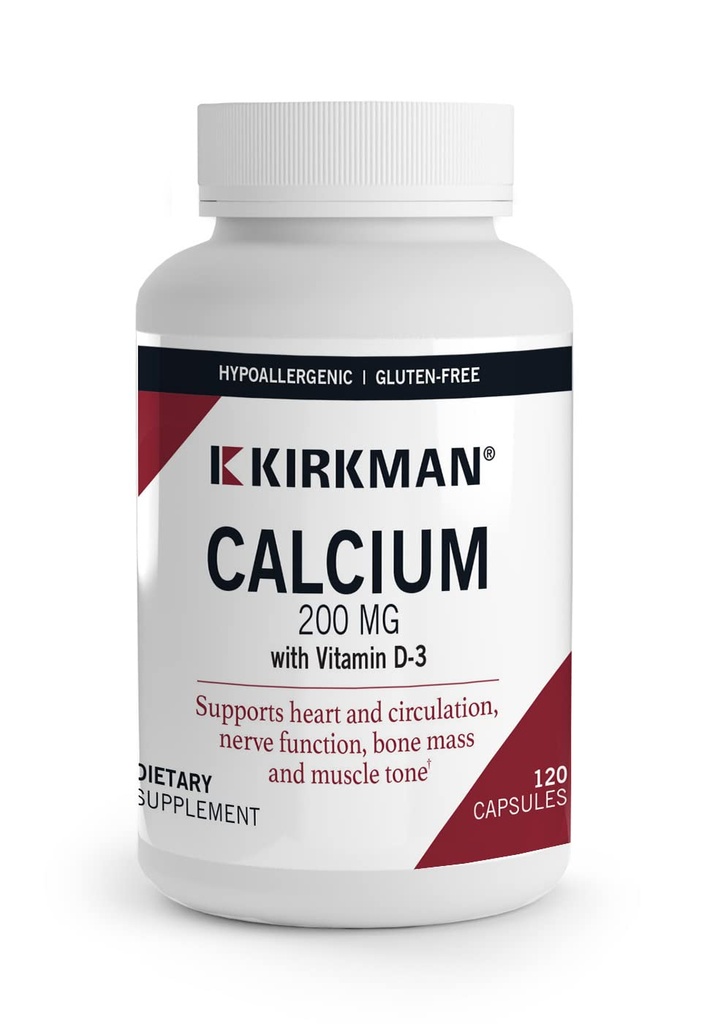 Kirkman最纯的钙 200 mg - 假致性120 蔬菜笼盖 - Gluten and Casein Free