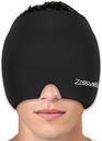 ZNÖCUETÖD Migraine Headache Relief Cap Hat 全头冰包包装 冷却 Gel Ice Beanie Hot/辛纳斯的冷压Cap,压力,悬浮头痛的缓解 - 可重复使用的男性女性,黑色,尺寸 M