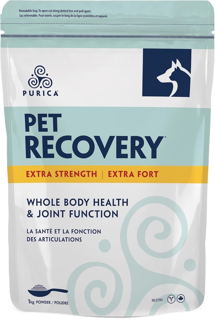 PURICA 宠物回收附加力量 - 对猫和狗的联合支持 - Glucosamine - 维生素促进联合健康. 适合小和大种型 - 用 1Kg 粉末改变你的宠物的安乐
