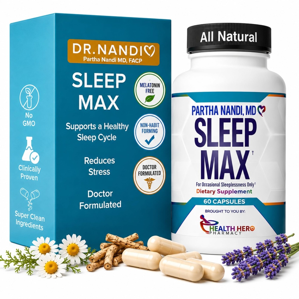 南迪博士的睡眠 Max 自然睡眠援助 — 镁,GABA, 5-HTP & 陶琳 – REM Sleep & Deep Sleep Supplement without Melatonin – Non-Habit 组装 Vegan 草药睡眠援助 — Non-GMO – 60 Capsules