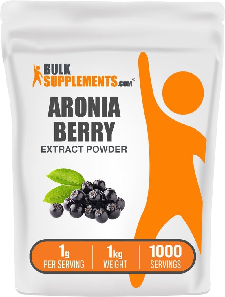 Bulk Assupports.com 阿罗尼亚抽取粉末 - 阿罗尼亚贝里抽取,乔克贝里抽取 - Gluten Free, 1 g / service, 1kg (2.2 lbs) (Pack of 1).