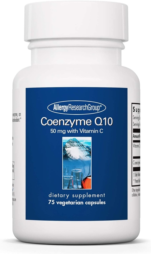 过敏研究组 Coenzyme Q10 补充 - 含有维生素C,心脏健康,CoQ10 50mg,Ubiquinol,抗氧化剂,植物卡普尔-75 Colets