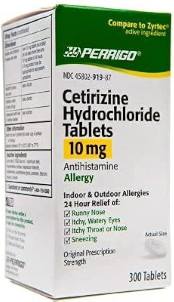 Perrigo Cetirizine 氯化氢片剂 10mg, 300-Count