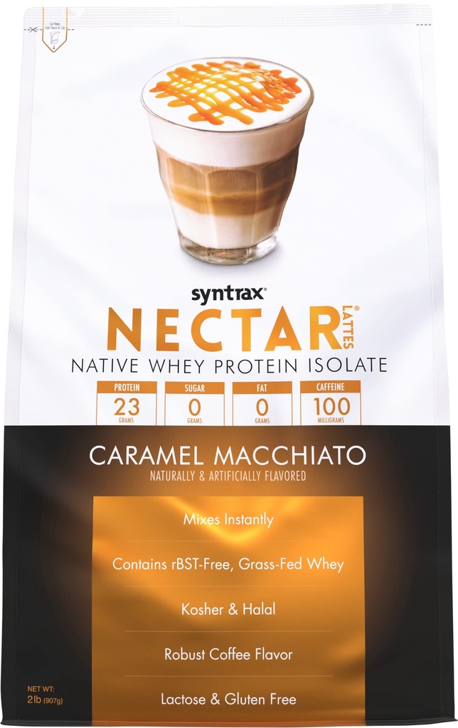 Syntrax 营养 Nectar Lattes, Whey 蛋白质异聚物, Caramel Macchiato, 2磅
