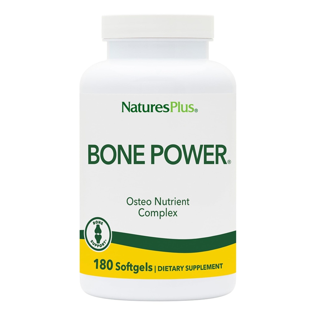 Natures Plus Bone Power with Boron - 1000 mg 钙,180 软胶 - Bone & 联合支持补编,液态钙最大吸收 - 无牛奶,无葡萄糖 - 45 services