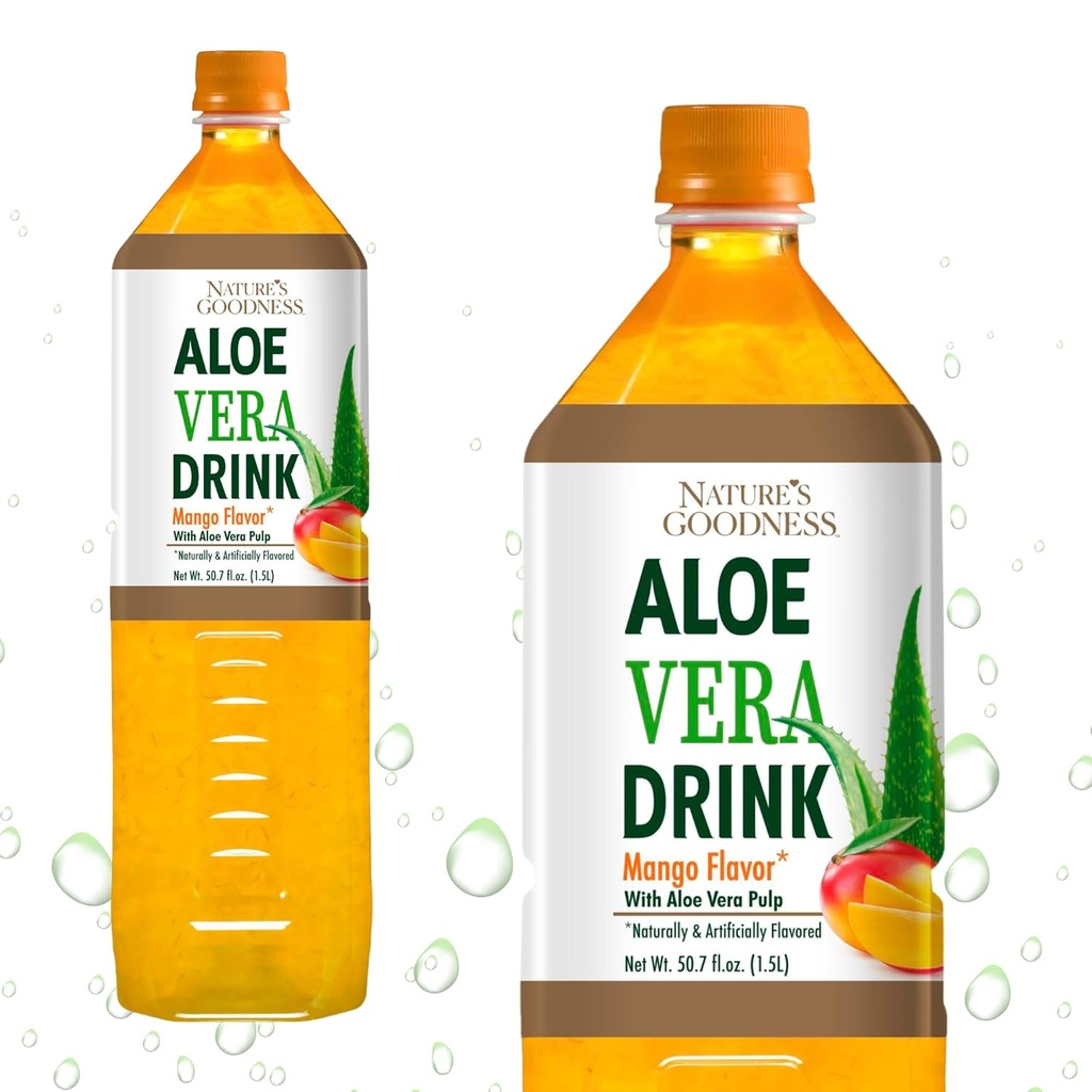 (原始内容存档于2018-03-04) (英语). Nature's Goodness Aloe Vera Drink with Pulp Mango Flavor - 50.7 Fl Oz (1.5 L) - 刷新饮料与真正的Aloe Vera Juice