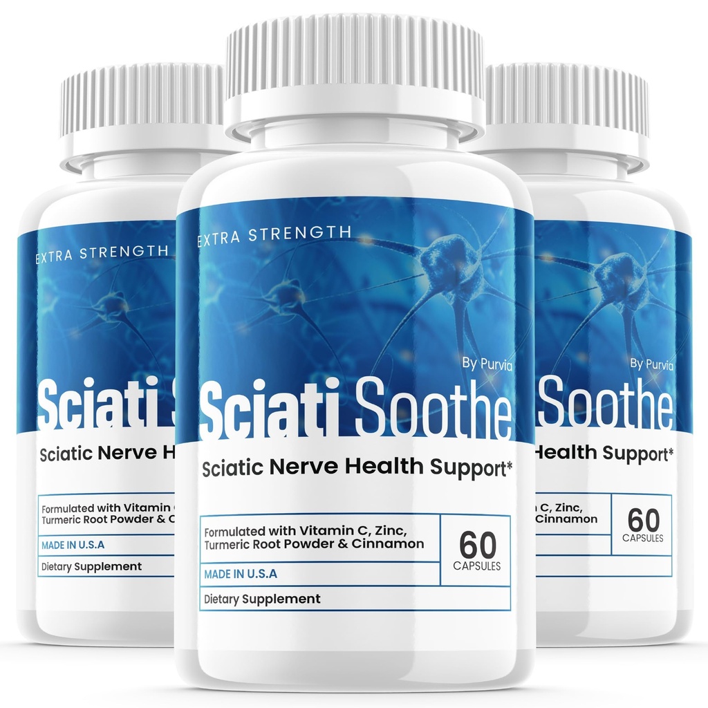 (3 Pack) Sciatisoothe Sciati Soothe Nerve Health, Sciatisoothe Capsules Vitamins, Sciatisoothe 高级整体健康支持最大强力公式美国(180 Capsules)