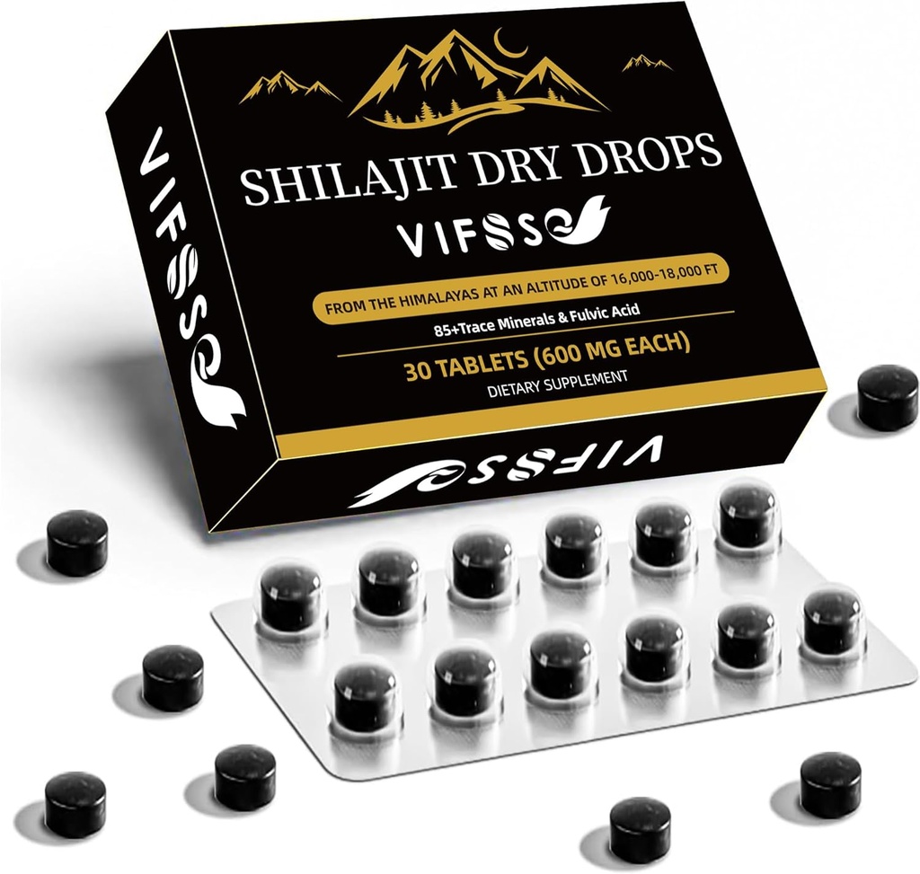 Shilajit Dry Dropps, Shilajit 补编, 18,000 Mg Organization Shilajit 最大潜力, 能源促进器, 黄金级自然 Shilajit 能源支持, 1 包 30 个数