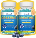 2 Pack Creatine Monohydrate Gummys for Women & Men, Sugar Free Vegan Creatine Suppos for Build Muscles, 增加能量和力量,蓝莓火焰, 120 Counter