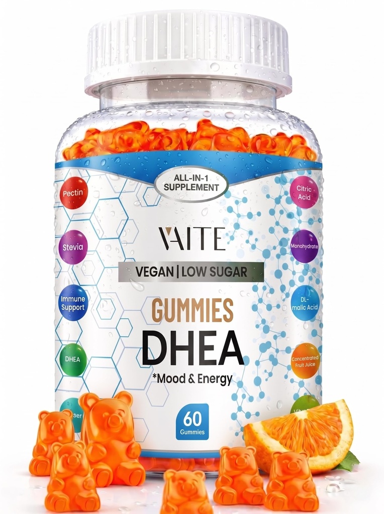 DHEA 50mg Gummys for Men and Women – Hormone 平衡,能量和混合支持 – Immune System 助推器 – Vegan, Gluten-Free, Non-GMO – Perimenopause & Menopause 补充 60 Chews – 维冈,无胶,无胶,无胶,无胶,Perimenopause – Purimenopause – Supplement 60 Chews