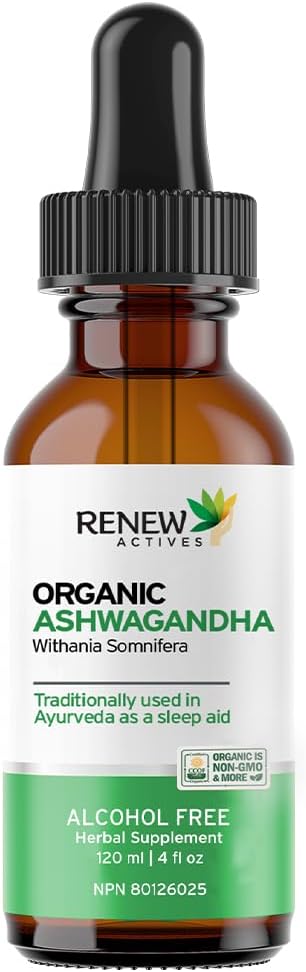 更新有机Ashwagandha液体每2毫升220毫升-认知功能、记忆、能量、压力、睡眠和免疫健康及精神清晰度快速吸附公式-加拿大制造120毫升