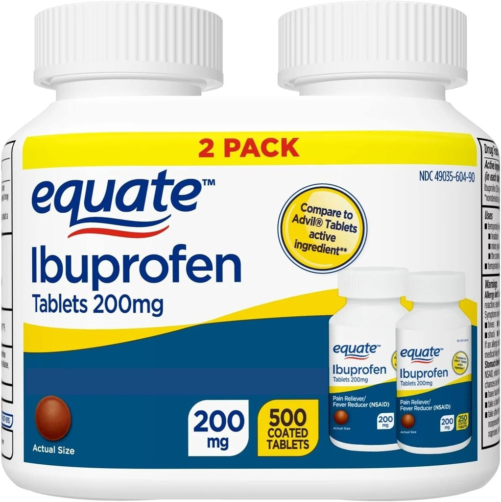 Equate Ibuprofen 片,200毫克,双包,500 计数