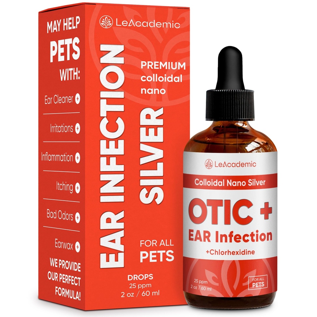 狗耳感染治疗 狗和猫的耳朵感染治疗 猫的清洁剂 宠物的氯己胺清洗 帮助治疗食肉刺激和痒症 纳诺银 2 Oz