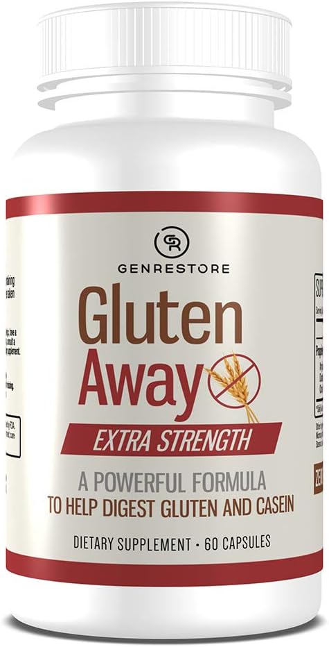 Gluten Away饮食补充 — 超强消化酶健康 Gluten & Casein, Slower Digestion Release Protein Amino Acid in Blood Stream for Men and Men and Women — 60 Capsules.