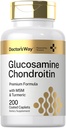 医生的Glucosamine Chondroitin MSM Turmeric 200 Caplets 高级支持复合体 – Non-GMO, Gluten 免费补充品