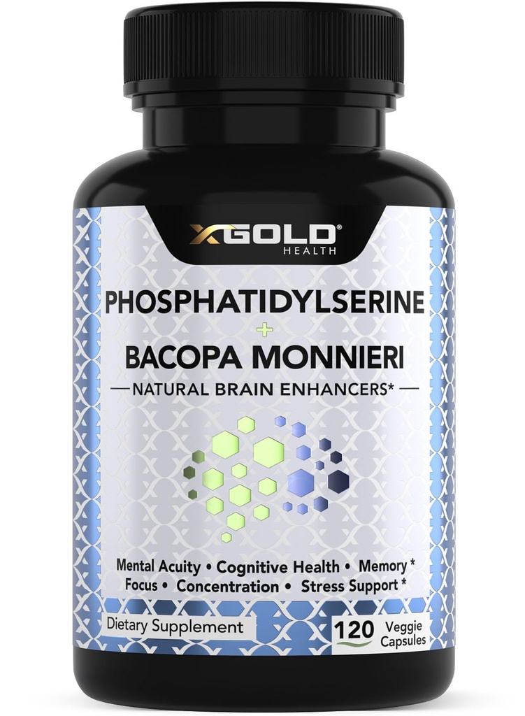 PhosphatidylSerine和Bacopa Monnieri 800 mg 2 1 补编 -- -- 增强重点和浓度的自然大脑增强器/诺热带、记忆支持和认知功能 -- -- 120个植物卡普尔