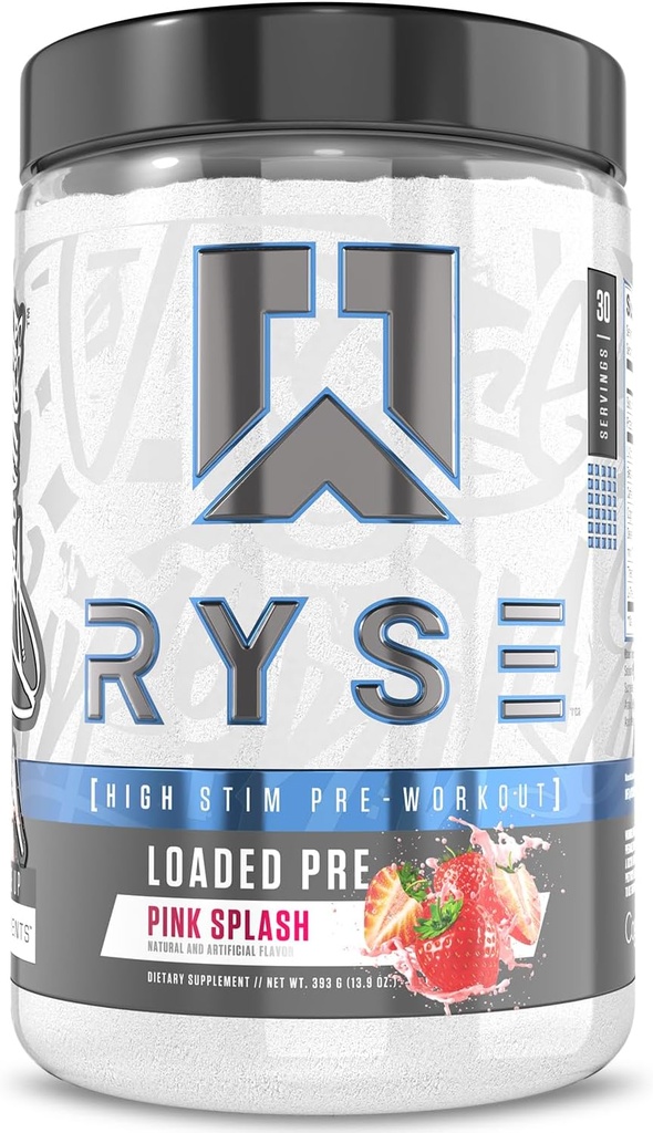 RYSE 装入预工作粉 - 粉红色喷射 - 每日预工作 男女配有390mg咖啡因,Beta Alanine和Citrulline 配有泵、焦点和能源 - 30种服务