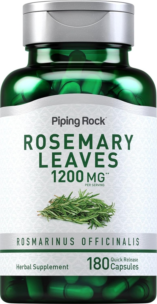 Piping Rock Rosemary leaves 1200mg | 180 Capsules | 草本植物提取 | Non-GMO, Gluten 免费补编