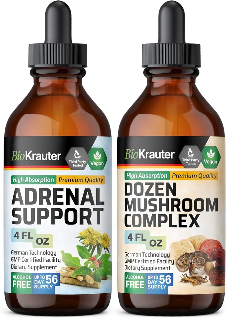 BIO KRAUTER 肾上腺支持Tincture 4 Fl. Oz. & Dozen 蘑菇Tincture 4 Fl. Oz.