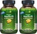 Irwin Naturals High Potency Mega D3 & K2 + 健康骨骼、免疫功能和正模-高级吸收镁、涡轮、竹子和Omega Oil-60液体软胶