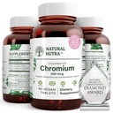 天然Nutra GTF 与ChromeMate的聚氮化铬,支持身体代谢,促进身体健康,心血管健康 200毫克克,60 Vegan 片