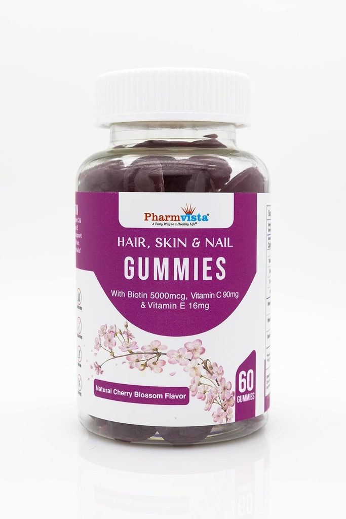 头发和直肠维生素Gmmies配有Biotin维生素C和E -Vegan Gluten自由与非GMO成份 - 60 计数