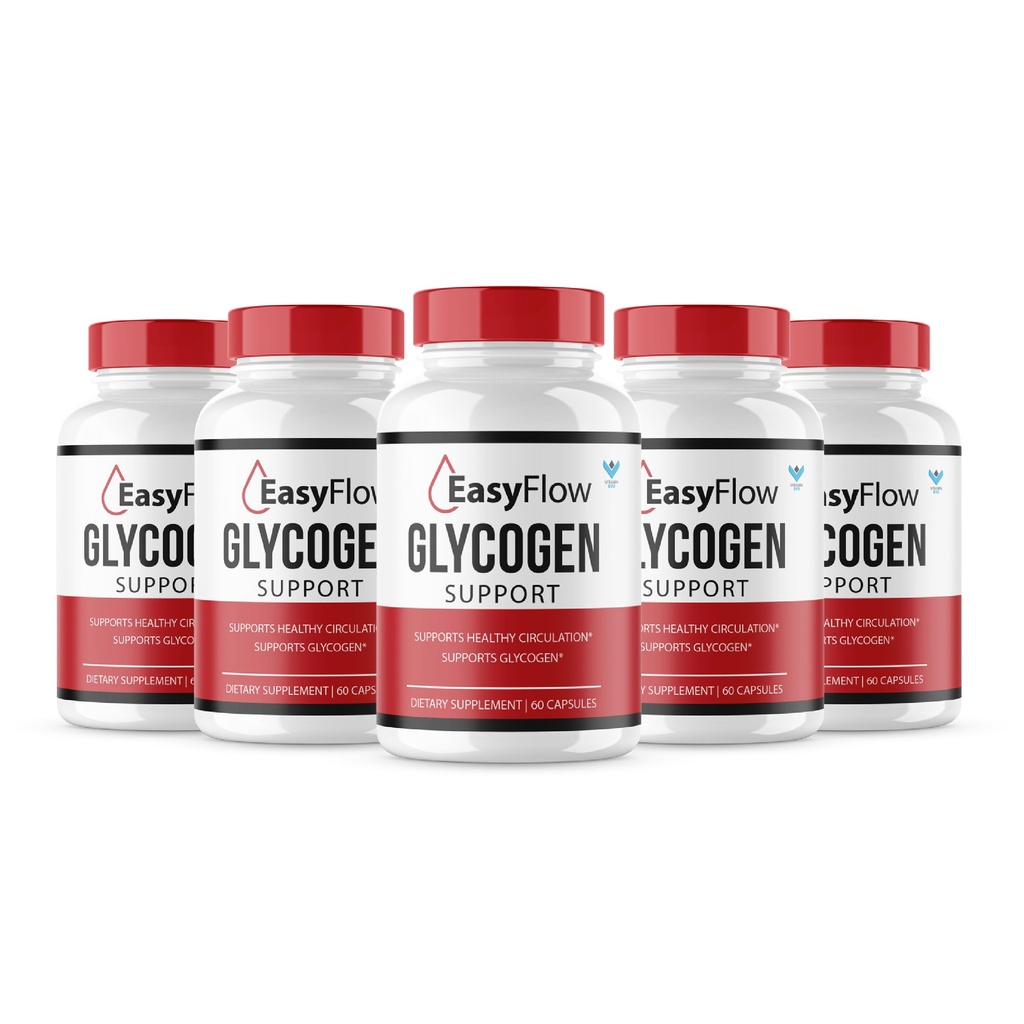 (5 Pack) 易流甘油支持 EasyFlow Glyco Pills, 易流最大强度 Glycogen 健康和血液支持补充, EasyFlow高级 Glyco 优化器公式 - 300 Capsules