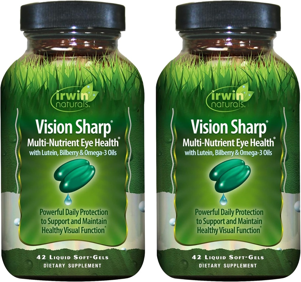 Irwin Naturals Vision Sharp-Nutrient Eyer Health - 42 Solid Soft-Gels,包2 - 与Lutein,Bilberry & Omega-3s - 42 总服务